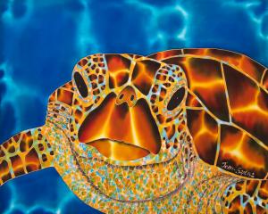 Silk Painting Of Sea Turtles